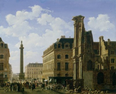 La Place Vendome, 1808 door Etienne Bouhot